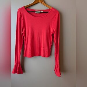 Maeve Anthropologie Long Sleeve Top L Red
